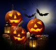 pumpkins and vampire - bat