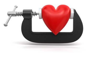 Poster - heart in clamp (clipping path included)