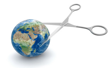 Poster - Scissors and Globe (clipping path included)