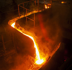 pouring molten steel