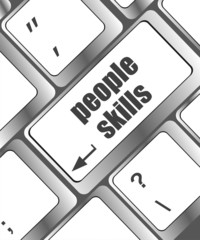 Poster - people skills words, message on enter key of keyboard