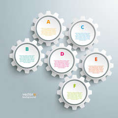 Wall Mural - Six White Gears