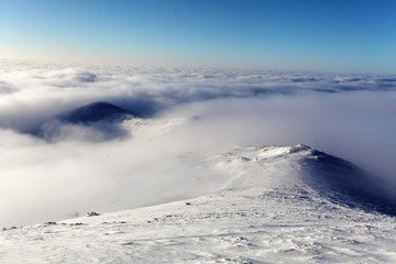 Wall Mural - Winter landscape with high mountain in Slovakia