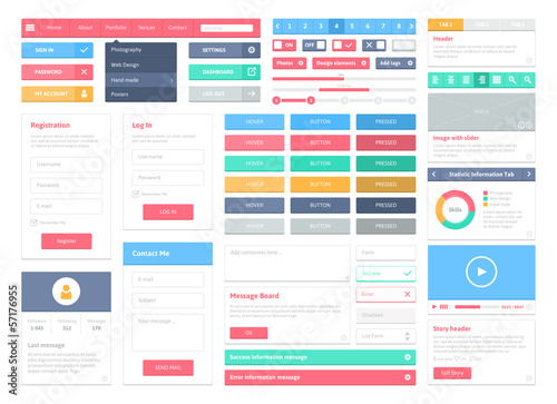 Fotomural Flat user interface elements set
