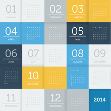 Calendar 2014 - Square Pattern - Flat Color