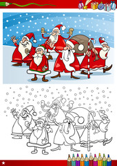 Wall Mural - santa claus group coloring page