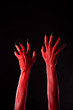 © Elisanth - Red demonic hands with black nails, real body-art