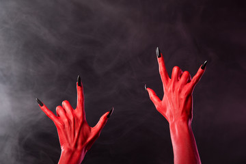 Poster - Red devil hands showing heavy metal gesture