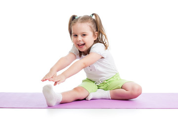 child girl doing fitness exercises