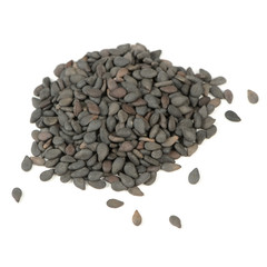 Wall Mural - Black Sesame Seeds Isolated on White Background