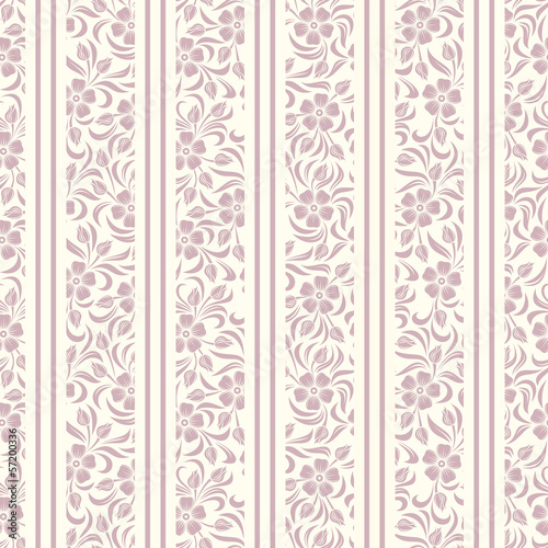 Naklejka na kafelki Seamless background with floral pattern and stripes. Vector.