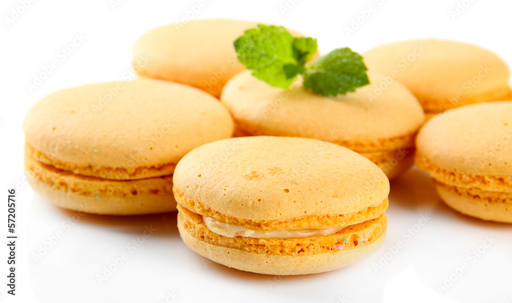 Gentle macaroons isolated on white