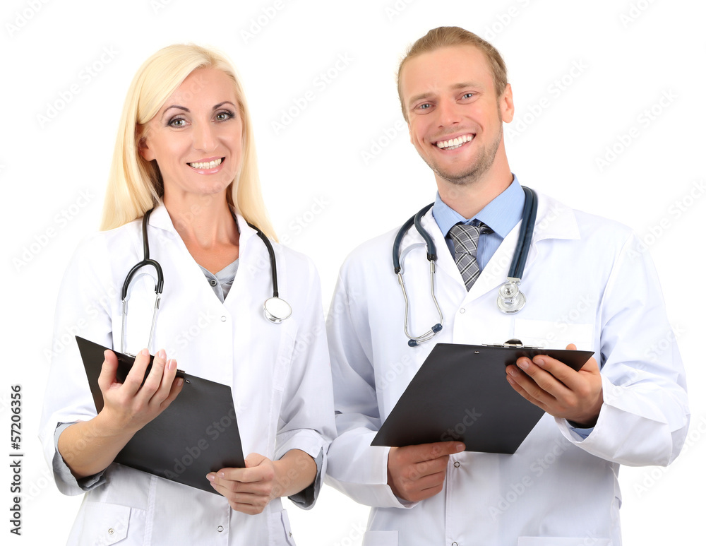 Medical workers isolated on white