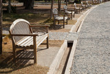 Fototapeta Kuchnia - Wooden bench located near the corridor.