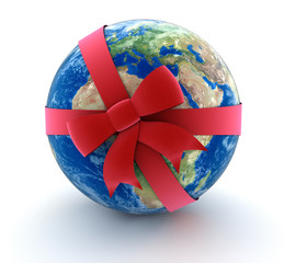 Poster - Globe and Celebration Bow (clipping path included)