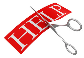 Poster - Scissors and Help (clipping path included)