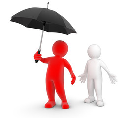 Wall Mural - Man with Umbrella (clipping path included)