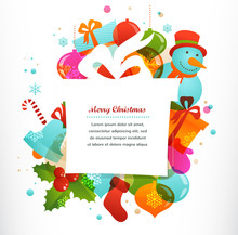 Christmas Gift Background With Xmas Elements
