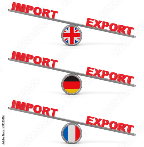 Fotografia, Obraz Balance between export and import. Set of abstract business con