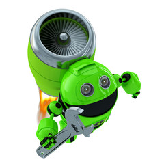 Poster - Robot mechanic with wrench. Technology concept