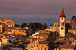 Kerkyra Town in Corfu at sunset