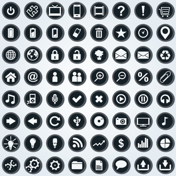 Large set of black elegant web icons