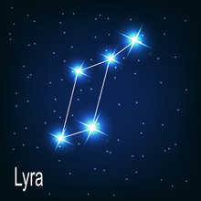 The Constellation "Lyra" Star In The Night Sky. Vector Illustrat