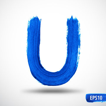 Alphabet Letter U. Watercolor Alphabet. Vector Background