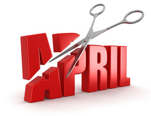 Poster - Scissors and april (clipping path included)