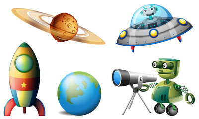 Sticker - Spaceships and robots