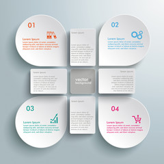 Wall Mural - infographic white drops cross rectangles 4 options