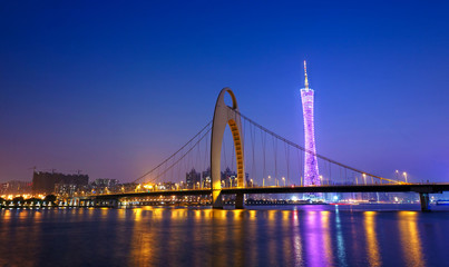 Zhujiang River and modern building of financial district at nigh