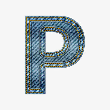Isolated alphabet made from jeans fabric