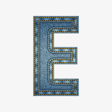 Isolated alphabet made from jeans fabric