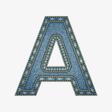 Isolated alphabet made from jeans fabric