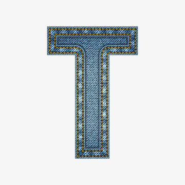 Isolated alphabet made from jeans fabric