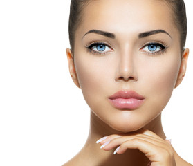 Wall Mural - beauty portrait. beautiful spa woman touching her face