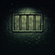 Prison cell door,barred window ,dramatic lighting