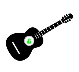 Wall Mural - Guitare avec un cadenas vert