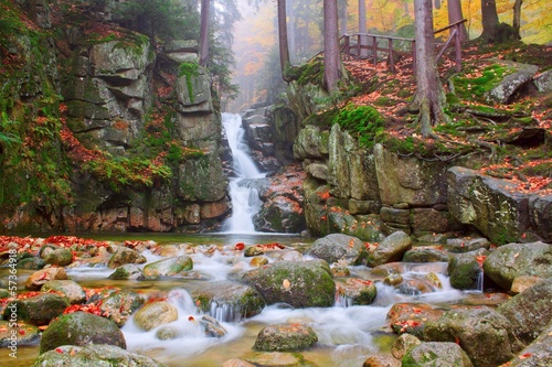 Nowoczesny obraz na płótnie Waterfall Podgornej in the Giant Mountains, Poland