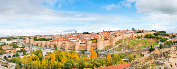 Wall Mural - Panoramic view of the old city of Avila, Castilla y Leon, Spain