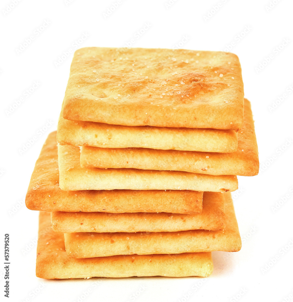 Delicious crackers isolated on white