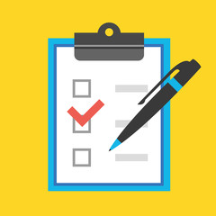 Poster - vector form with pen and checkboxes icon