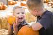 © Andy Dean - Young Boys at the Pumpkin Patch Talking and Having Fun.