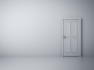 Poster - Empty white wall with closed door