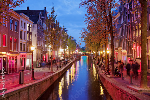 Plakat Dzielnica czerwonych latarni w Amsterdamie
