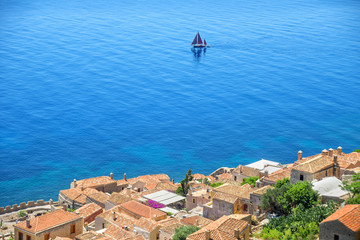 greece monemvasia traditional view of stone houses and sights in