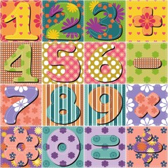 Wall Mural - patchwork background with numbers