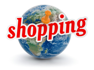 Wall Mural - Globe and Shopping (clipping path included)