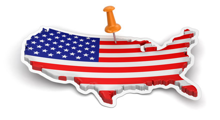 Poster - Push Pin and USA (clipping path included)